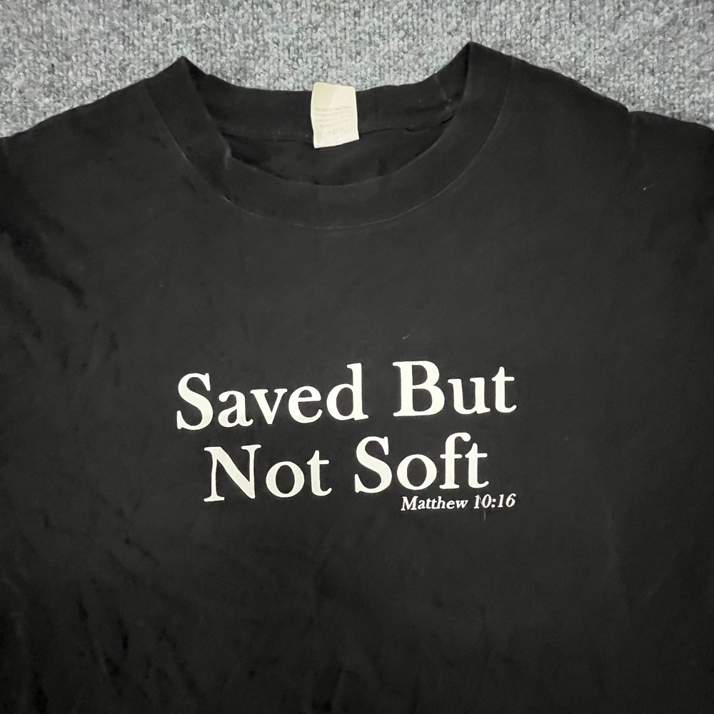 Unbranded T-shirt Mens Size 2XL Black Saved But Not Soft Matthew 10:16 Graphic